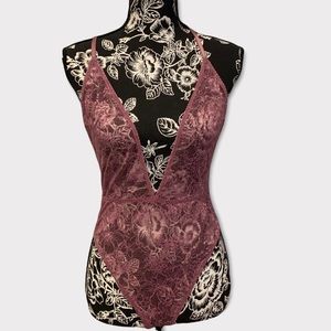 Magenta lace bodysuit